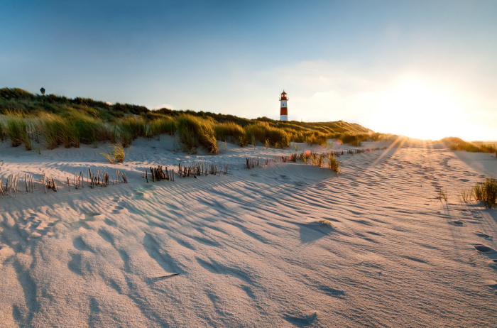 Sylt Strand mit Leuchtturm